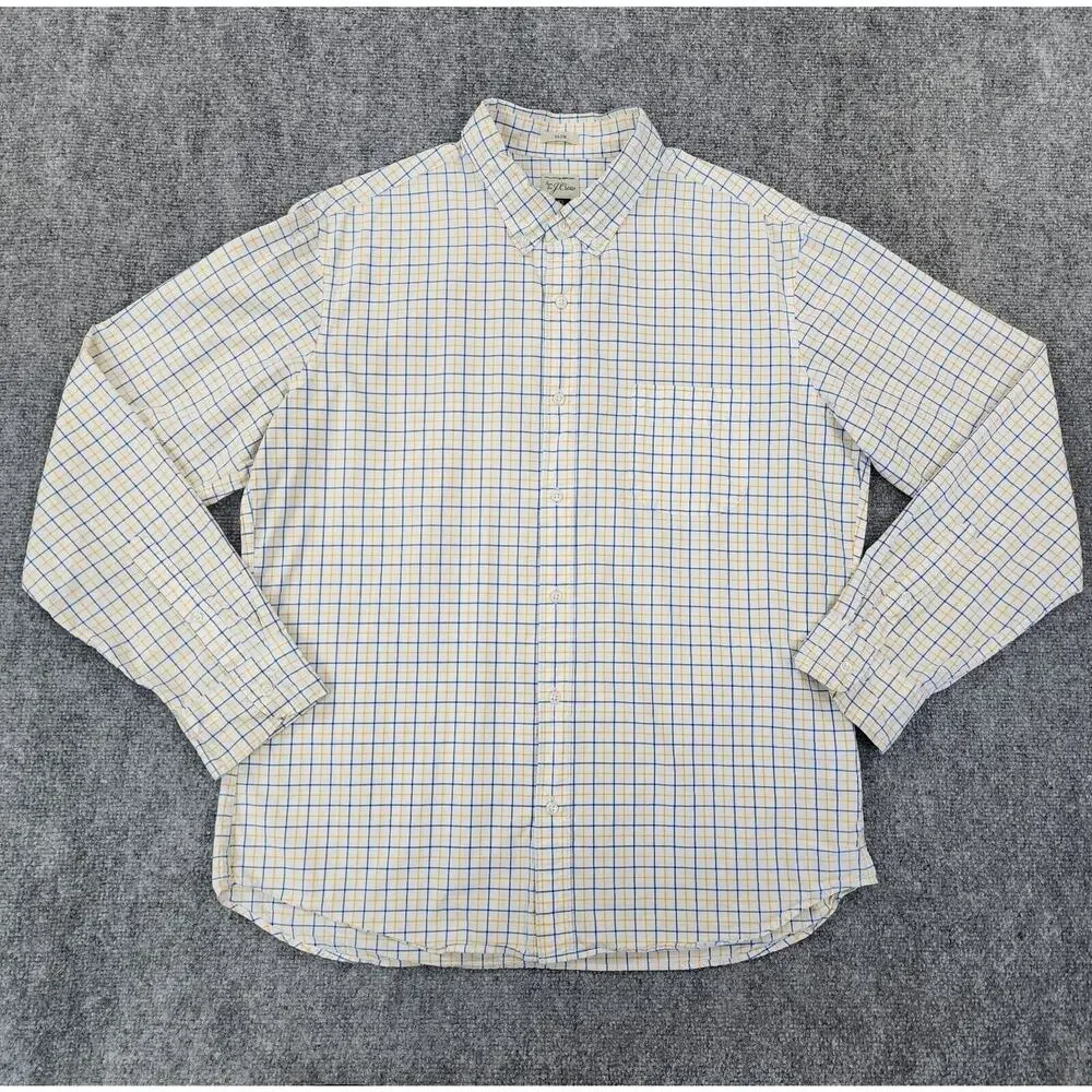 J Crew Shirt Mens Slim XL Gingham Plaid Long Sleeve Casual Button Down Preppy